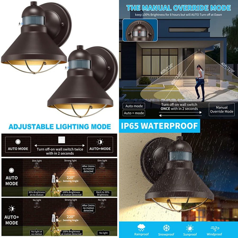 Outdoor Lighting Sensor - Set di 2 Applique LED da