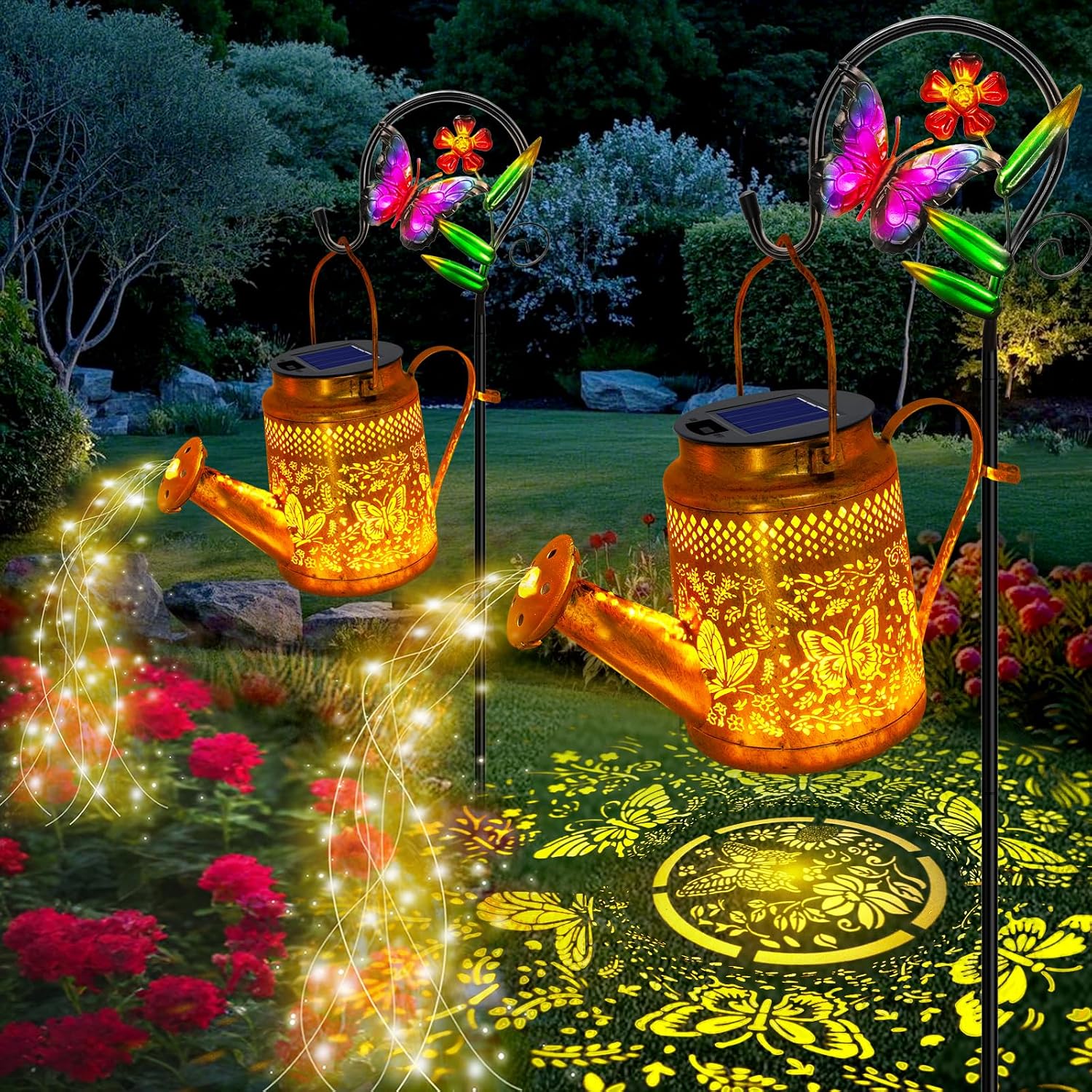 Solar Lantern Hanging - Confezione da 2 Grandi Luci Solari