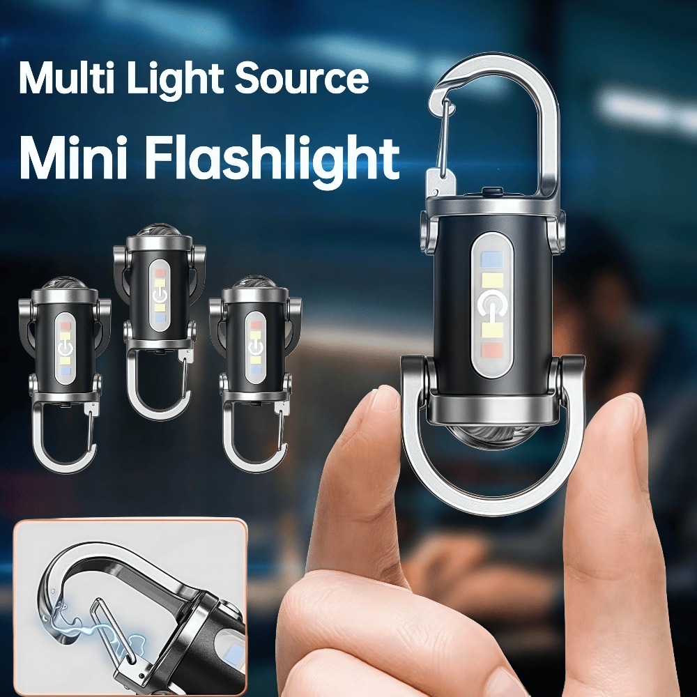 Outdoor Lighting Portable - Torcia Portachiavi Portatile Mini, Ricaricabile, Impermeabile,