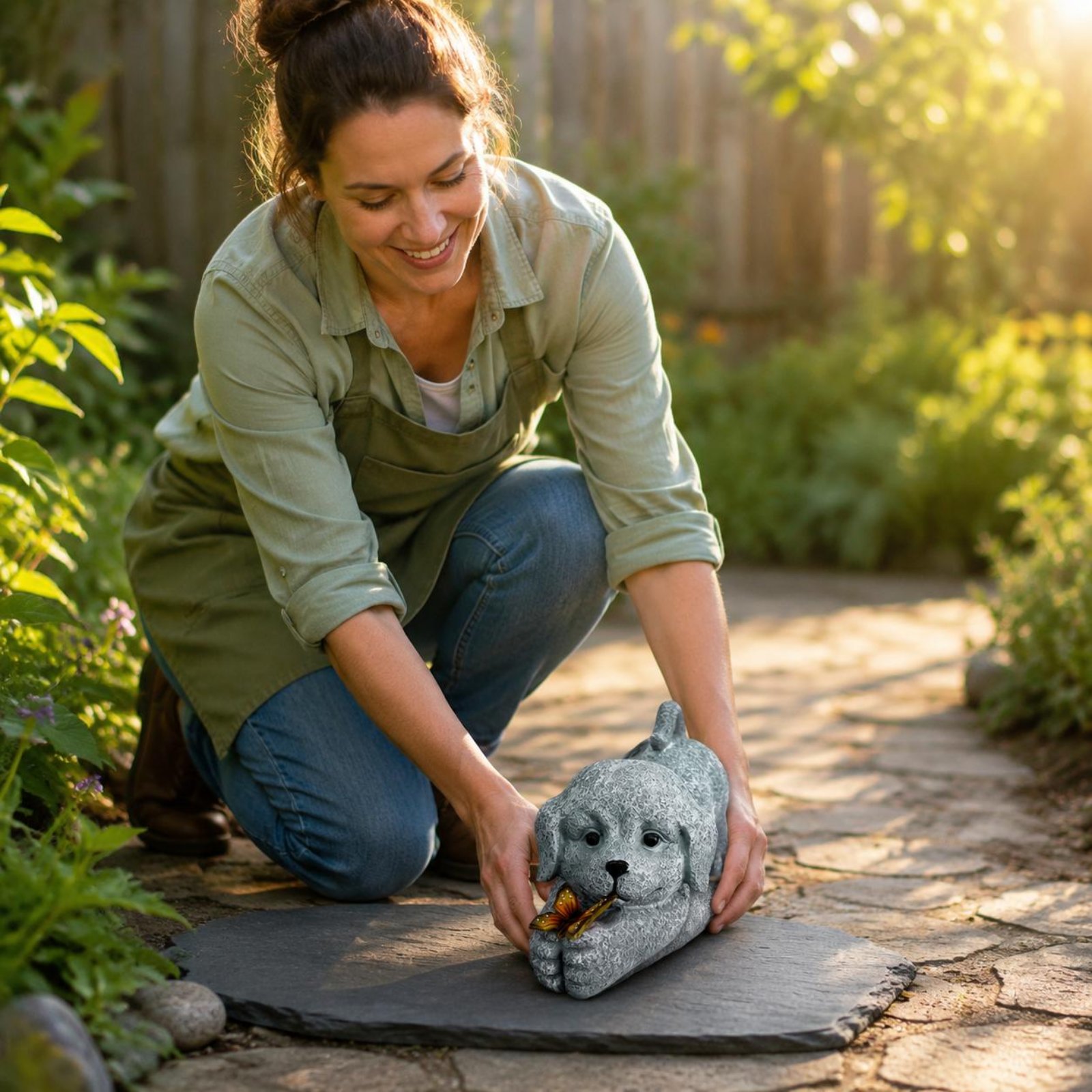 Outdoor Lighting Ip65 - Statua di cane solare in resina,